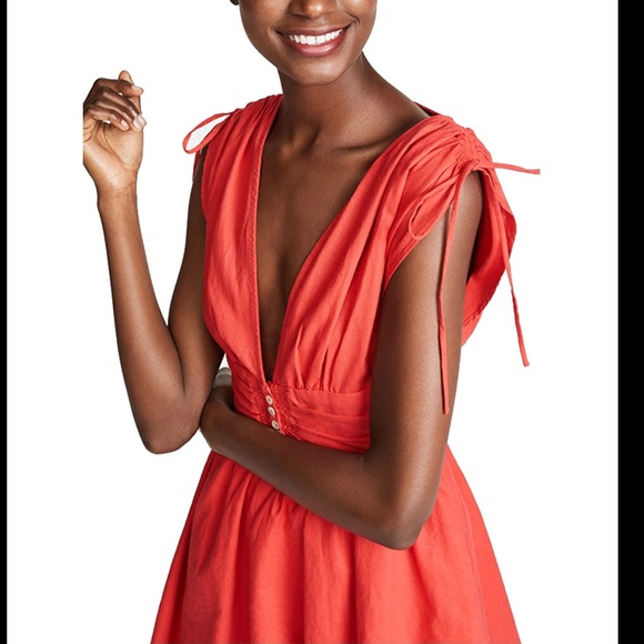 Free People Roll the Dice Red Linen Dress - Picture 4 of 6